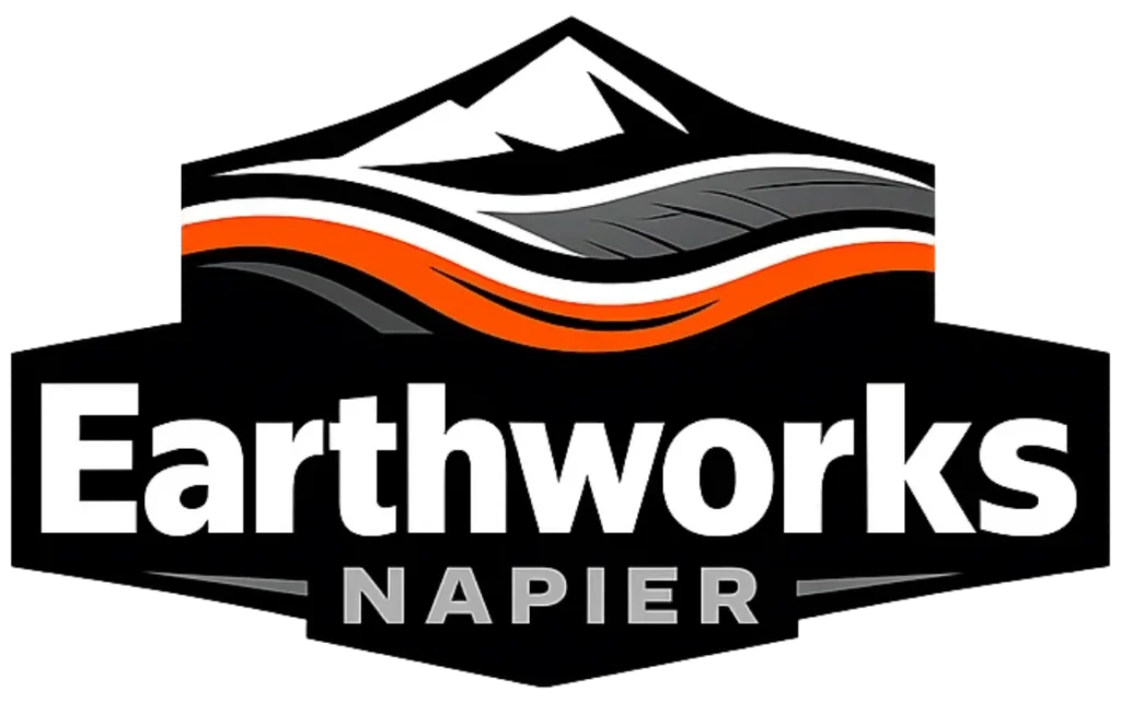 The official primary brand logo featuring the Earthworks Napier text and mountain graphic design.